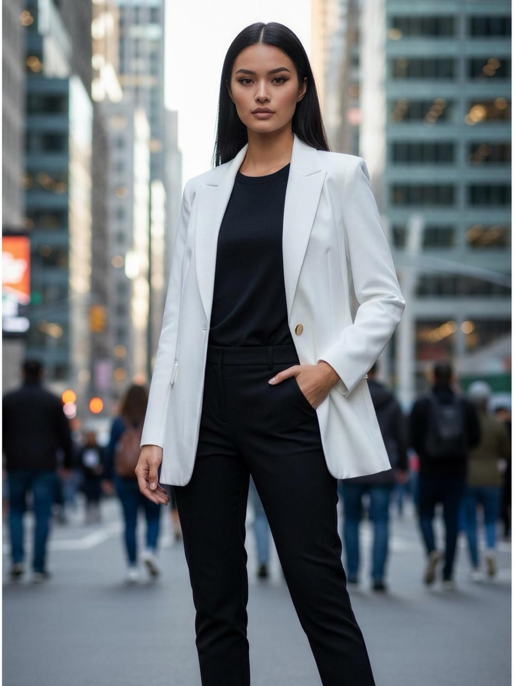 BANANA REPUBLIC Women’s White Long Boyfriend Two-button Blazer, Size 12, NWT